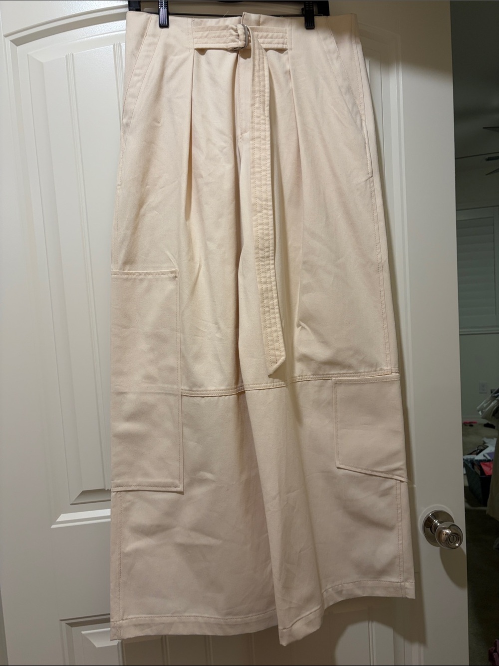 NWT Zara Cream Utility Wide-Leg Pants with Belt